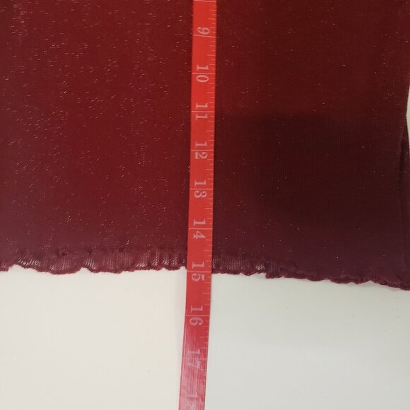 FOREVER 21 Women’s Size Small Mesh Crop Top Red Wine & Gold Shimmer Long Sleeve - Picture 11 of 16